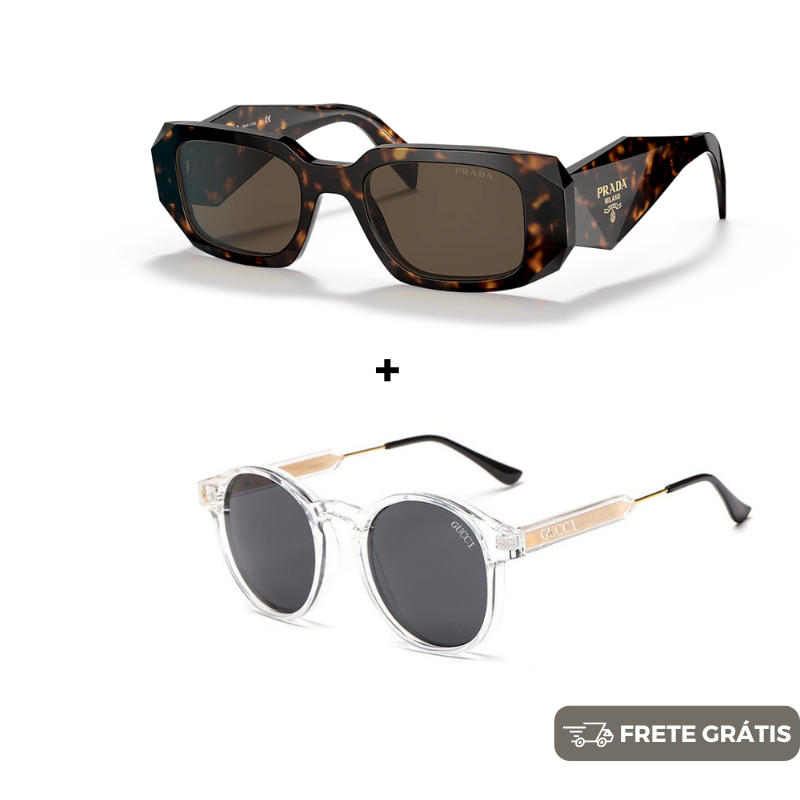 DEZEMBRO BLACK - 2 Óculos Unissex - Gucci | Prada - COMPRE 1 LEVE 2